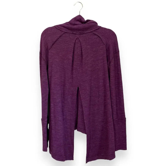 FREE PEOPLE Juicy Split Back Turtleneck Thermal Sweater Plum Medium Autumn Fall - Picture 3 of 8